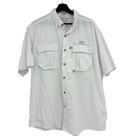 Men's White Guide Series Shirt Button Front Short Sleeve Size XL - Picture 6 of 8